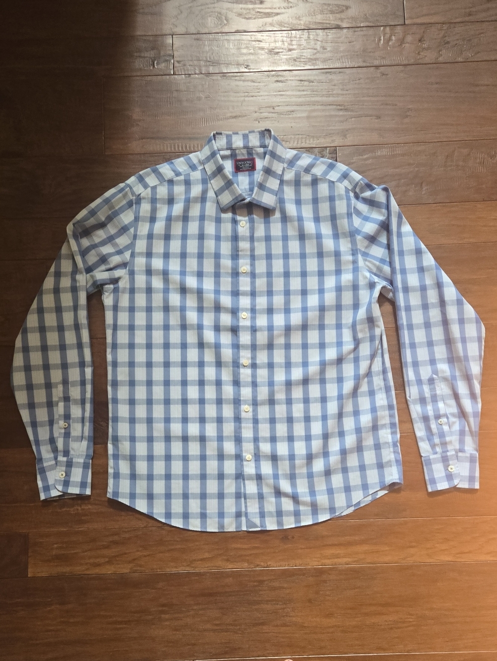 UNTUCKit Keston Men's Blue Checked Button Down Shirt Slim Wrinkle Free XL